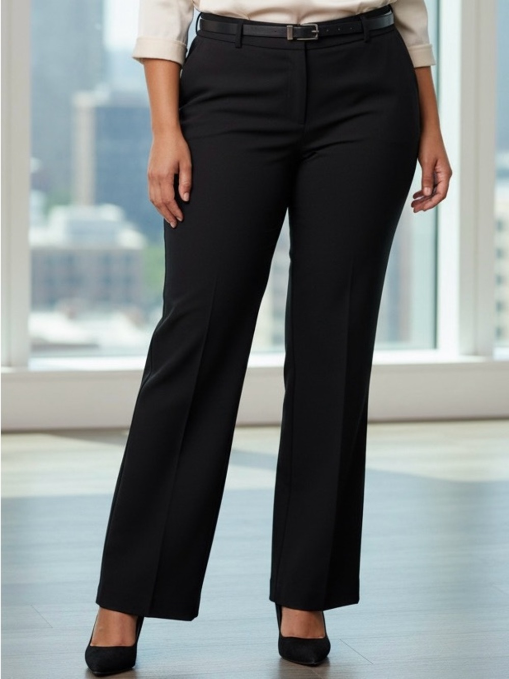 Liz Claiborne Black Straight-Leg Work Trousers